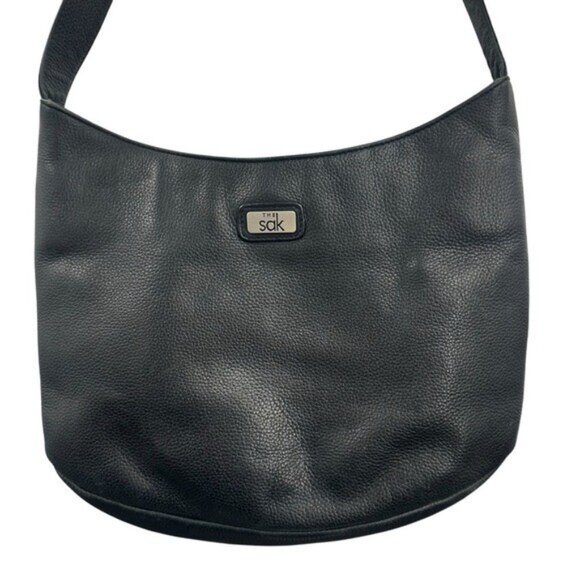 The Sak Pure Leather Shoulder Bag Handbag Purse Black Pebbled Vintage - Picture 3 of 8